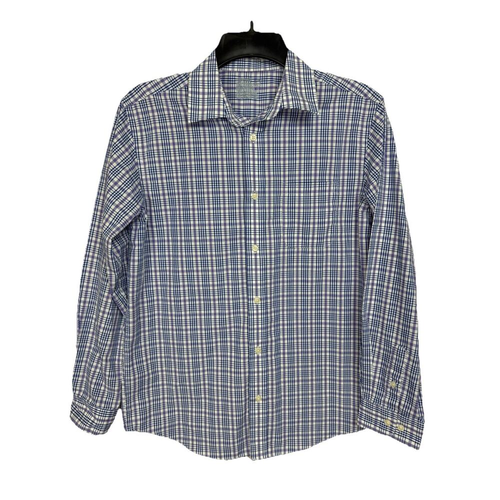 Boy's purple plaid button up long sleeve shirt Sz 14 XL Cat & Jack